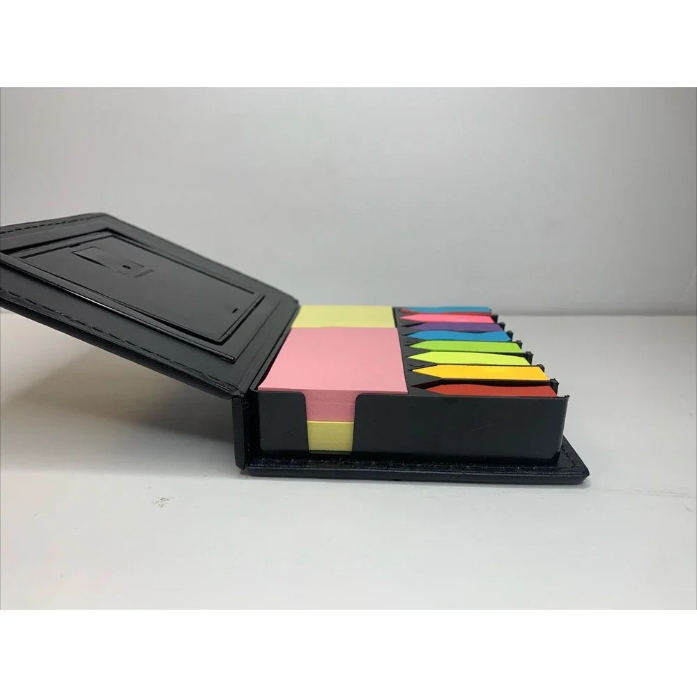 Faux Leather Sticky Note And Flag Organizer With a Built-in‎ Calculator Works